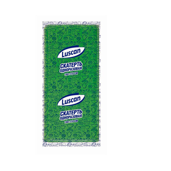 Скатерть одноразовая спанбонд, Luscan, 1-сл, 110*140 см, цвет зеленый, Россия
