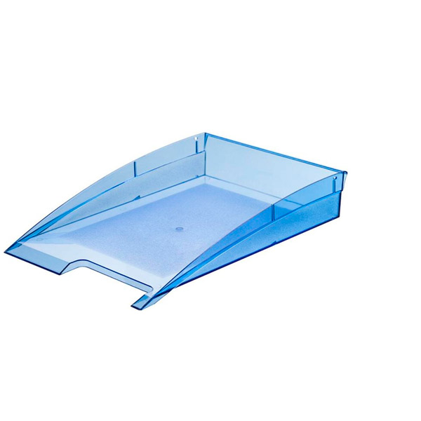 Лоток для бумаг горизонтальный Attache, "City", пластик, отделений 1, цвет прозрачный синий, Беларусь