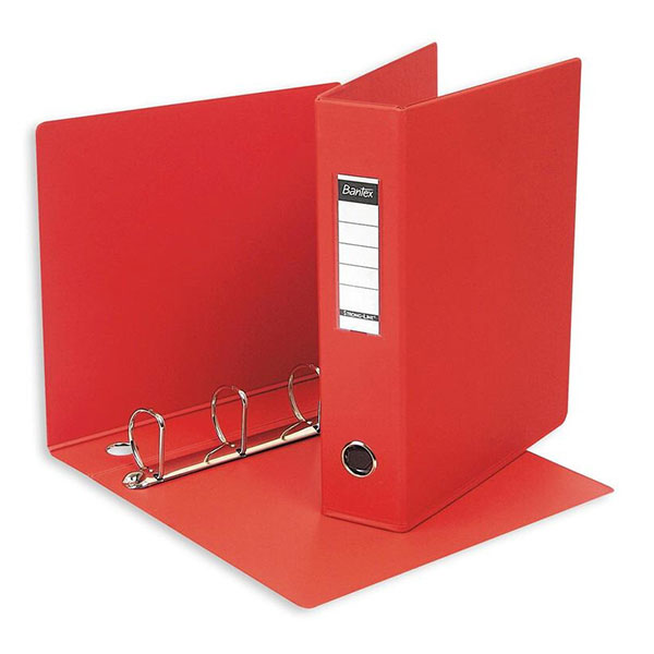 Папка 4 кольца A4, ширина корешка 60 мм, цвет красный, Bantex, Россия
