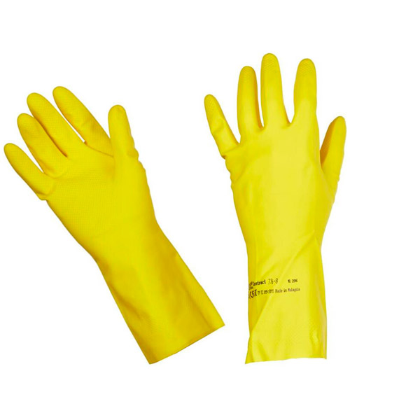 Перчатки латексные, р-р S, внутр.напыление хлопковое, Vileda Professional, "Контракт", цвет желтый, 101016, Таиланд