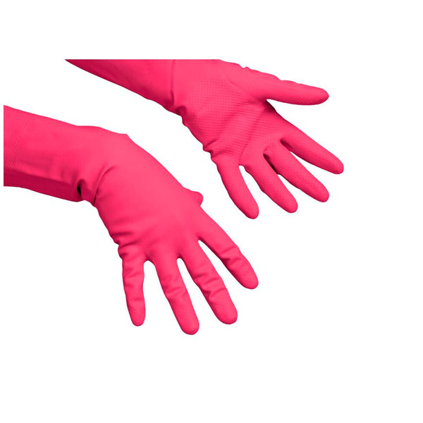 Перчатки латексные, р-р M, внутр.напыление хлопковое, Vileda, "PROFESSIONAL", цвет красный, 100750, Малайзия