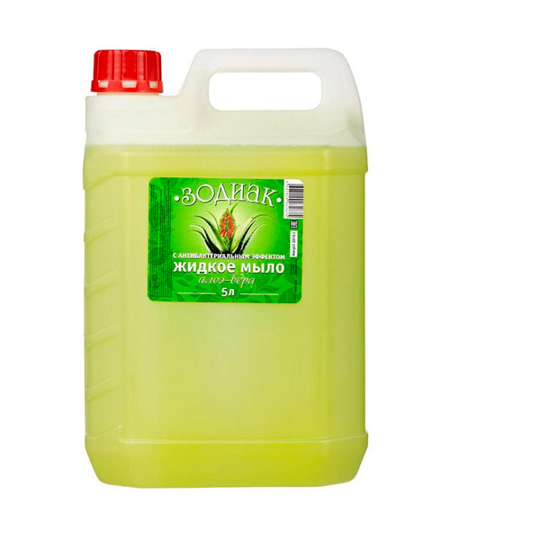 Мыло жидкое ЗОДИАК, "Алоэ Вера", 5000 мл, дезинфицирующее, антибактериальное, Россия