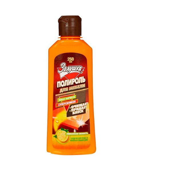 Полироль для мебели ЗОЛУШКА, "Лимонная свежесть", 250 мл, жидкость, Россия