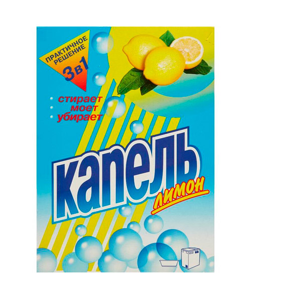 Стиральный порошок Капель, для ручной стирки и машин активаторного типа, 0,4 кг, "Лимон", для цветного и белого белья