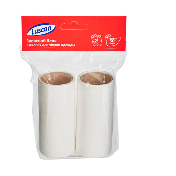 Ролик для чистки одежды Luscan, запасной блок, 50 листов, комплект 2 шт., Россия