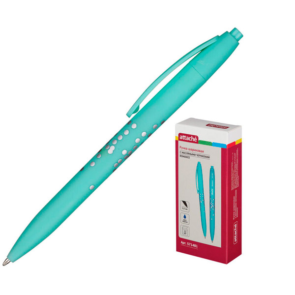 Ручка шариковая автоматическая Attache, цвет чернил синий, толщина линии письма 0,6 мм, зеленый, Китай