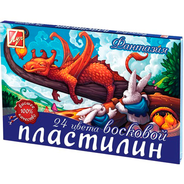 Пластилин 24 цв. Луч, "Фантазия", в комплекте: стек, Россия
