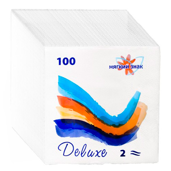 Салфетки бумажные Мягкий знак, 100 шт., 2-сл, 24*24 см, цвет белый, Россия