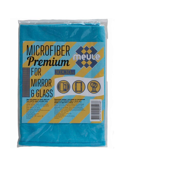 Салфетка из микрофибры для стекол и зеркал, Meule, "Premium", 30*30 см, цвет ассорти, Россия