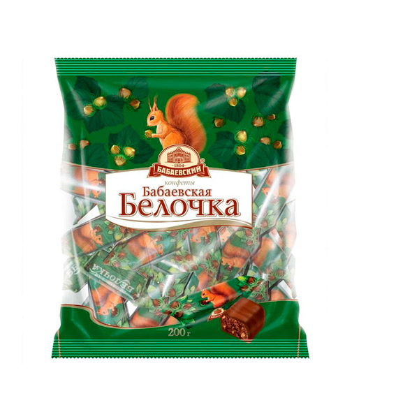 Конфеты шоколадные, Бабаевский, "Белочка", вес  200 г, упаковка мягкая упаковка, Россия