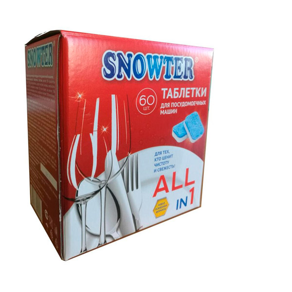 Средство для посудомоечных машин таблетки, SNOWTER, 1200 г, в упаковке 60 шт., Россия