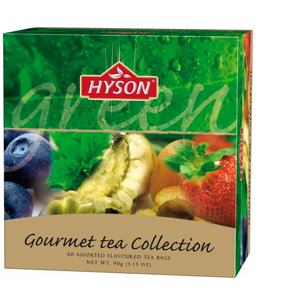 Чай пакетированный HYSON, "Gurmet Tea Collection", ассорти зеленый 6 вкусов,  60 пакетиков по 1,5 г, Шри-Ланка
