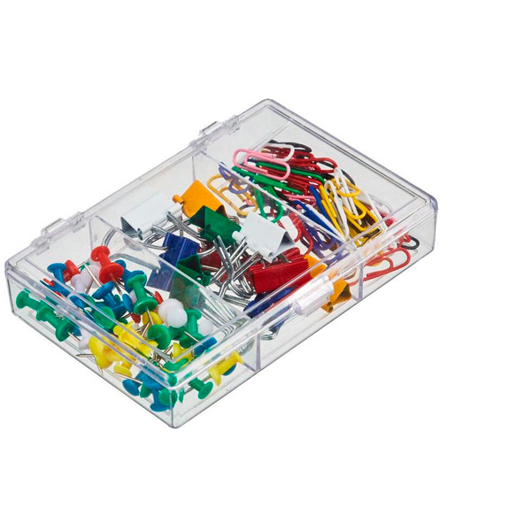 Канцелярский набор Attache, скрепки 28мм - 50 шт., кнопки 40 шт., прижимы 19мм/12 шт., отделений 3, Россия