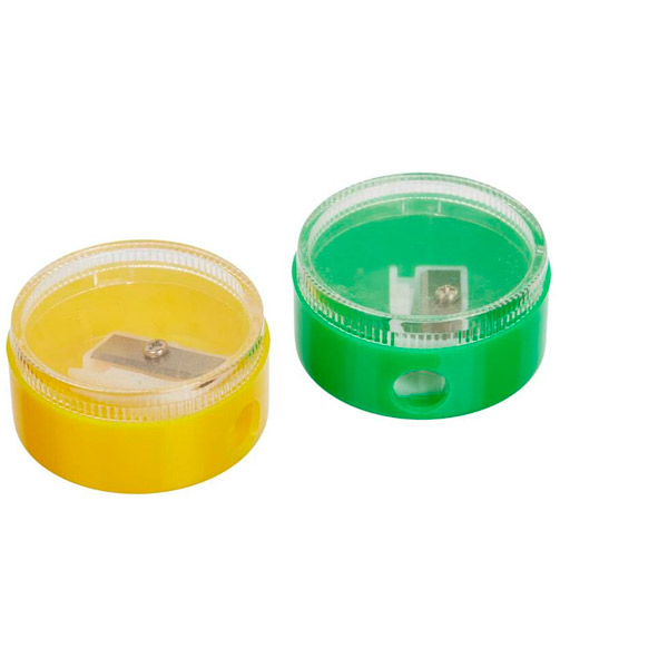 Точилка набор 2 шт, 1 отверстие, ассорти, контейнер для стружки, Китай