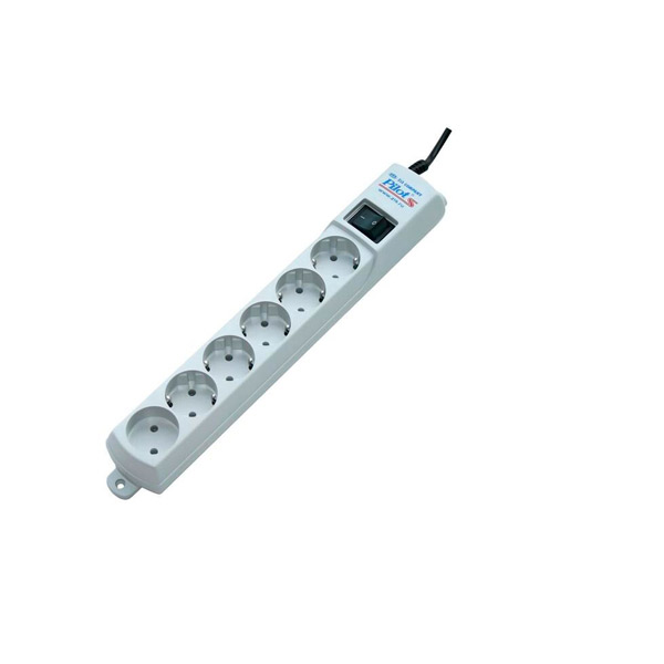 Сетевой фильтр ZIS Pilot, "S", 3 м, 6 розеток, 10 А, 2200 Вт, цвет белый, Россия