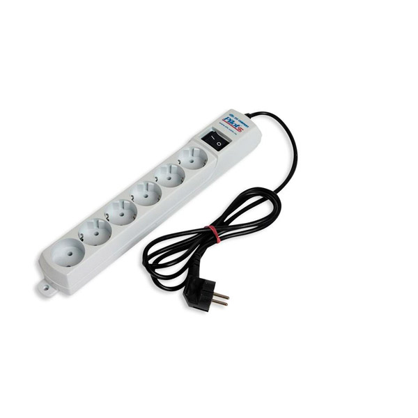 Сетевой фильтр ZIS Pilot, "S", 1,8 м, 6 розеток, 10 А, 2200 Вт, цвет белый, Россия