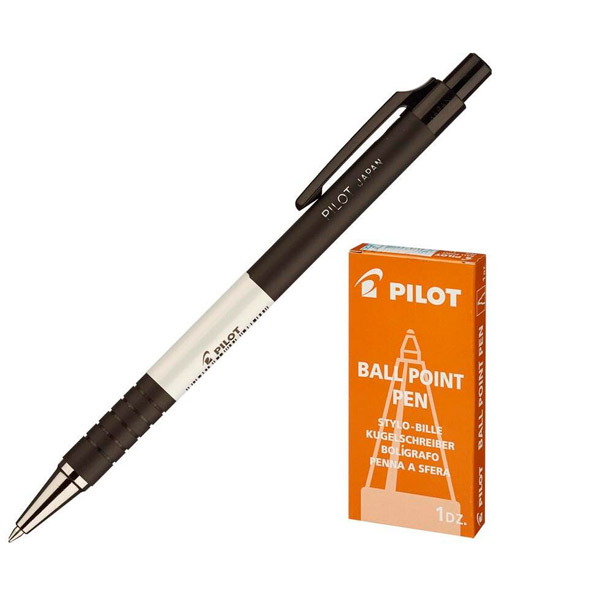 Ручка шариковая автоматическая Pilot, BPRK-10M, цвет чернил синий, толщина линии письма 0,32 мм, черный, Япония