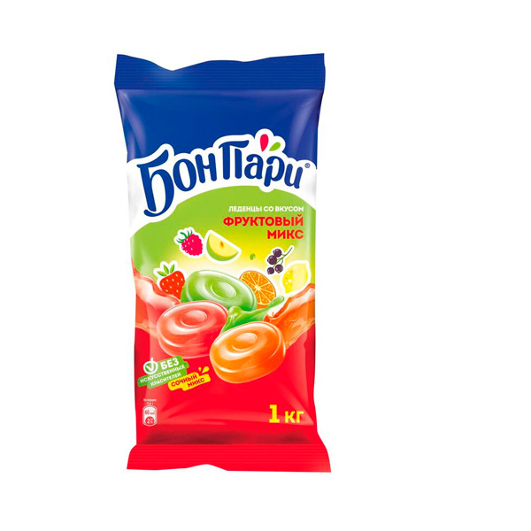 Конфеты леденцы, Nestle, "Бон Пари Фруктовый микс", вес 1000 г, упаковка мягкая упаковка, Россия