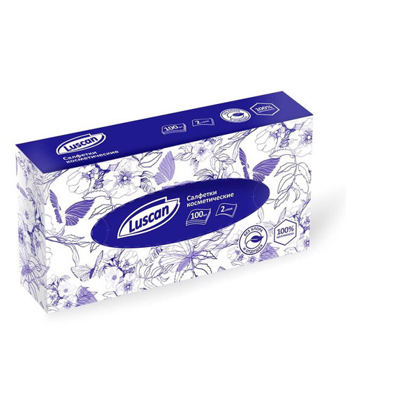 Салфетки косметические Luscan, комплект 100 шт., 2-сл, Россия