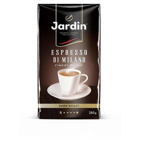 Кофе молотый Jardin, "Espresso di Milano", вес 250 г, смесь арабики и робусты, Россия