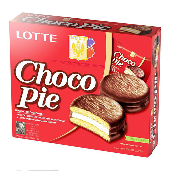 Пирожные бисквитные, Lotte, "Choco Pie", глазурь, Россия