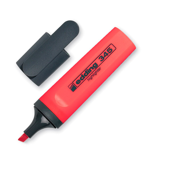 Текстовыделитель Edding, E-345, толщина линии письма 1-5 мм, цвет чернил красный, Германия