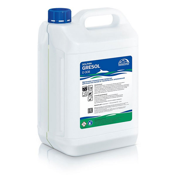 Cредство для машинной мойки полов в технических зонах, Dolphin, Gresol, 5 л, малопенное, концентрат, D 008