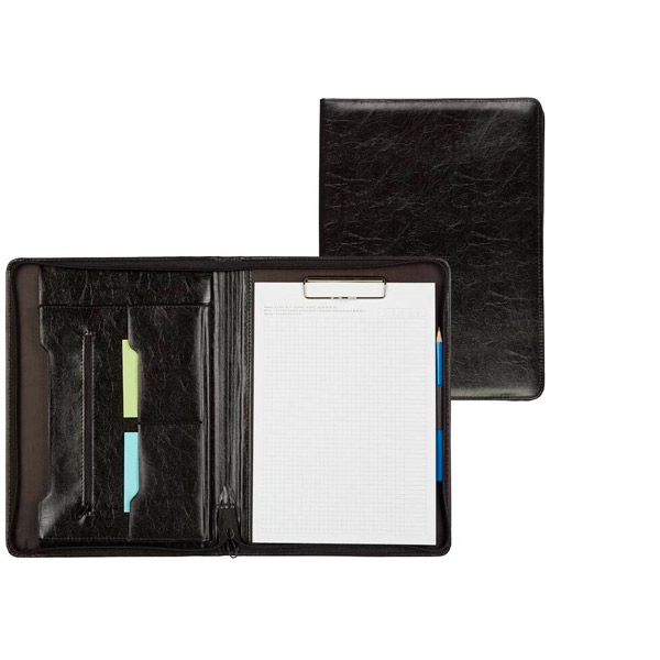 Папка деловая Attache, кожзам, застёжка, A4, 250х350х30 мм, цвет черный, отделений 2, Россия