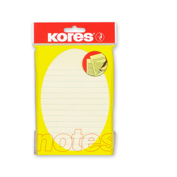 Блок самоклеящийся линованный 100*150 мм, 100 листов, 1 цвет, желтый, в линейку, Kores, 96737, Германия