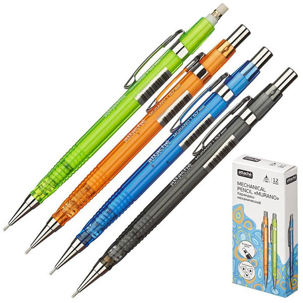 Карандаш механический Attache Selection, "Murano", 0,7 мм, корпус пластик, с ластиком, Китай