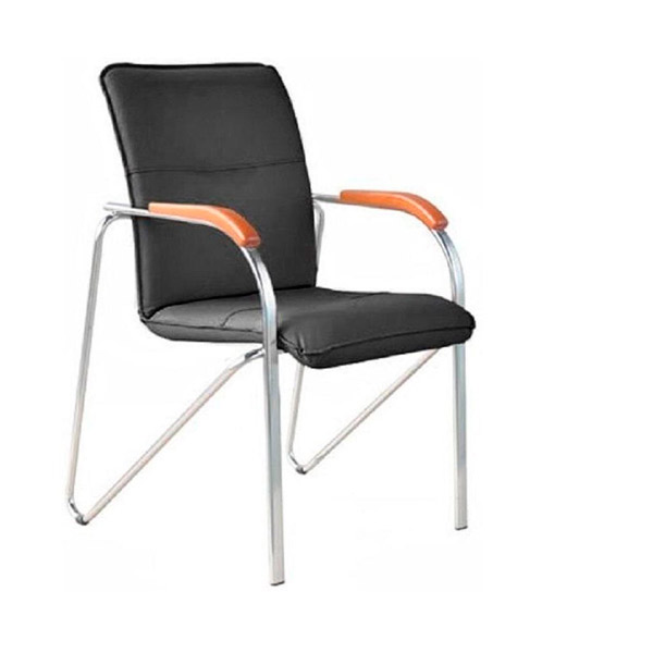 Конференц-кресло с подлокотниками, "Samba silver", искусственная кожа, цвет черный