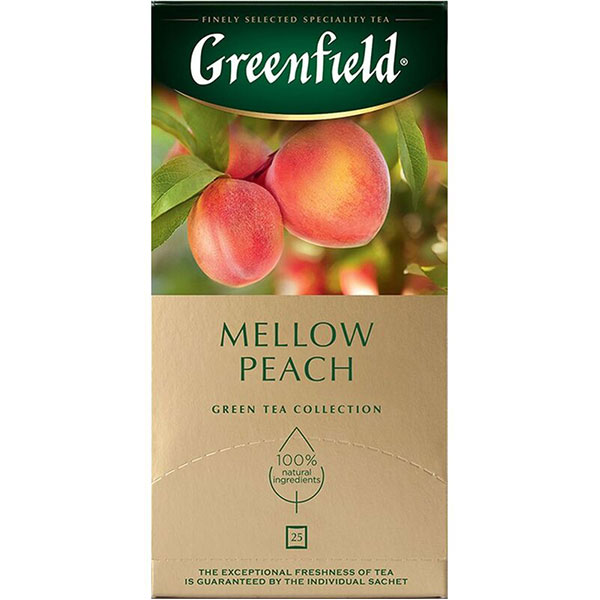 Чай GREENFIELD Mellow Peach, 25пак, зеленый с персиком и мандарином