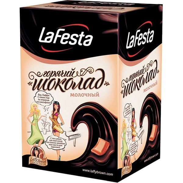 Напиток горячий шоколад, La Festa, молочный, растворимый, порционный, 10шт*22г, картонная коробка, Россия