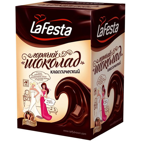 Напиток горячий шоколад, La Festa, классический, растворимый, порционный, 10шт*22г, картонная коробка, Россия