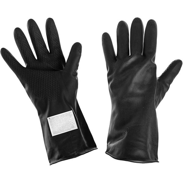 Перчатки защитные латекс, КЩС тип 1, К50Щ50, размер 3, в упаковке 1 пара, цвет черный