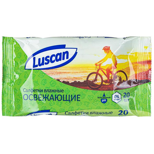 Салфетки влажные Luscan, освежающие, комплект  20 шт., Россия