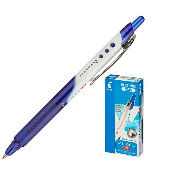 Ручка-роллер Pilot, автоматическая, толщина линии письма 0,25 мм, цвет чернил синий, Япония, BLRT-VB5