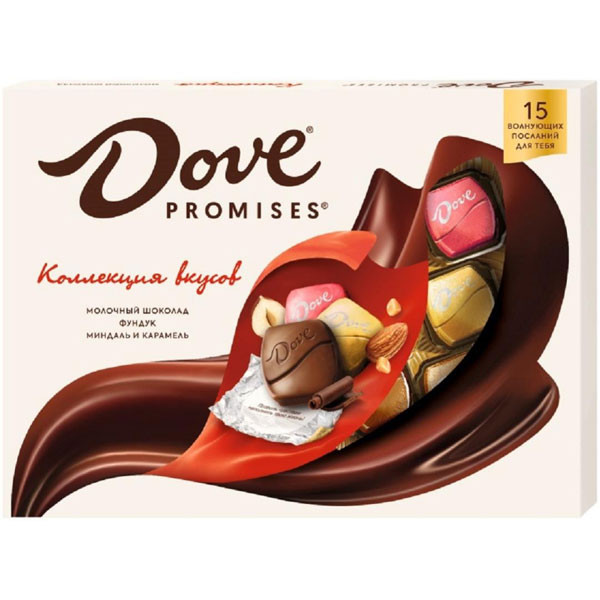 Конфеты шоколадные Dove Promises ассорти c фундук, миндал и карамел, 118 г