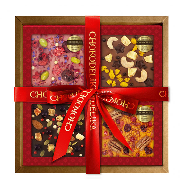 Шоколад, подарочный, Chokodelika, "Красочные эмоции", шоколадное ассорти с украшениями, вес  300 г, Россия