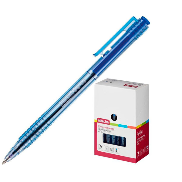 Ручка шариковая автоматическая Attache, "Bo-bo", цвет чернил синий, толщина линии письма 0,5 мм, синий, Россия