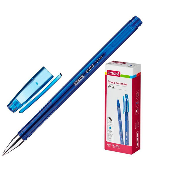 Ручка гелевая Attache, "Space", цвет чернил синий, толщина линии письма 0,5 мм, Россия