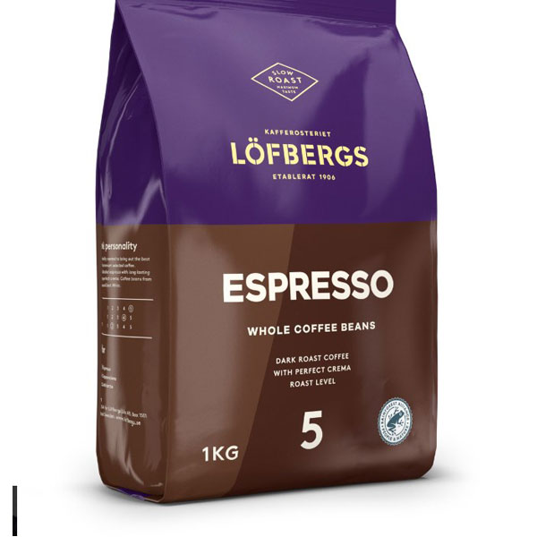 Кофе в зернах LOFBERGS "THE Espresso", 1000г, 100% арабика, вакуумный пакет, Швеция