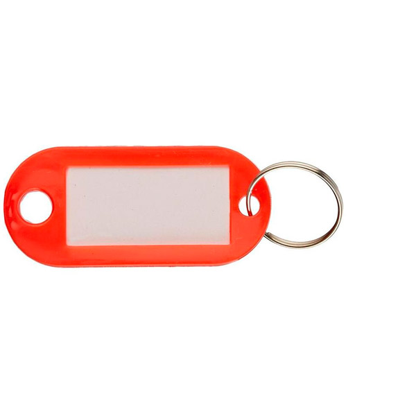 Брелоки для ключей комплект 10 шт., цвет красный, пластик, 49,5*22 мм, инфо-окно 26*16 мм, Китай