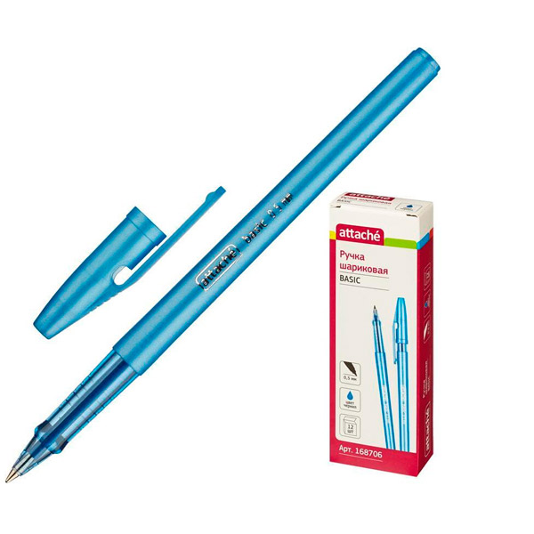 Ручка шариковая Attache, "Basic", цвет чернил синий, толщина линии письма 0,5 мм, корпус пластик, синий, Россия