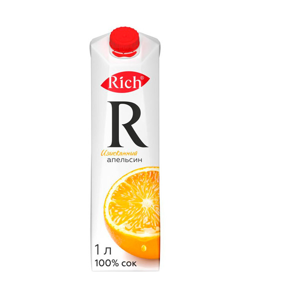 Сок Rich, апельсиновый, с мякотью, 1 л, Россия