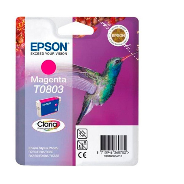 Картридж струйный Epson, T0803, оригинальный, цвет пурпурный, Китай