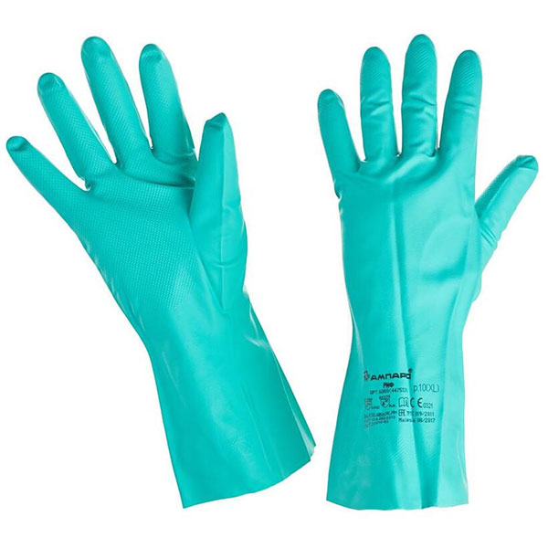 Перчатки защитные нитриловые, многоразовые, Ампаро, "Риф", 447513, размер XL, цвет зеленый