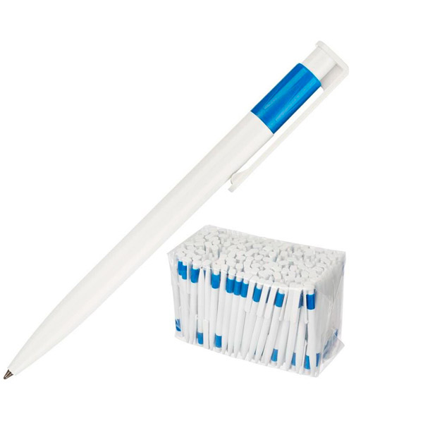 Ручка шариковая автоматическая ICO, цвет чернил синий, толщина линии письма 0,5 мм, белый, Венгрия