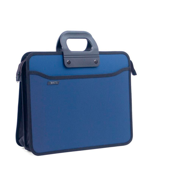 Папка-портфель пластик, A4+, отделений 4, 390х320х120 мм, молния, цвет синий, Россия
