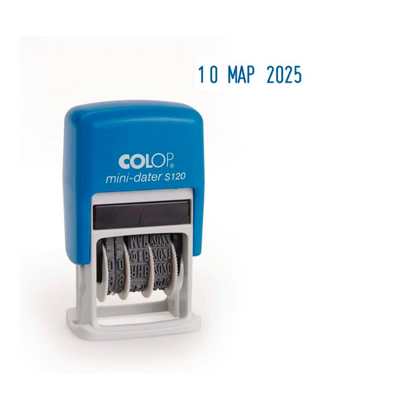 Датер-мини Colop, S120, месяц буквами, размер шрифта 3,8 мм, 1 строка, оттиск синий, автомат, Чехия